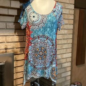 Colorful Mandala Print bohemian boho Women's Top